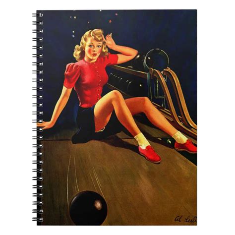 Vintage Retro Al Buell Bowling Pin Up Girl Notebook Zazzle