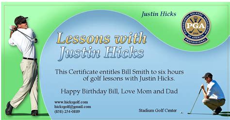 John and matt ollson are both excellent teachers and would love to help you meet your goals. Gift Certificate Purchase for Justin Hicks PGA Golf ...