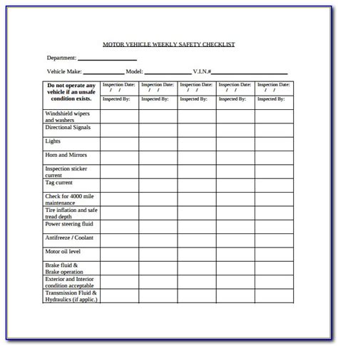 Keep your office safe with our fire extinguisher checklist. Daily Vehicle Inspection Checklist Form - Form : Resume ...