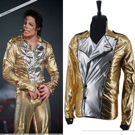 Classic Mj Michael Jackson History Bad Golden Spandex Double Breasted