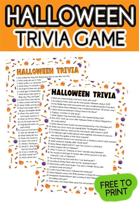 Free Printable Halloween Trivia Questions Printable Templates