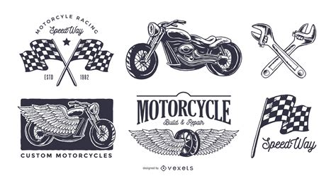Vintage Motorcycle Logo Set Vector Download