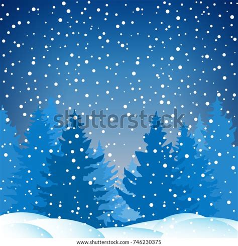Snowfall Spruce Forest Winter Snowy Night Stock Vector Royalty Free