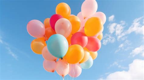 Premium Ai Image A Bunch Of Colorful Balloons In The Sky