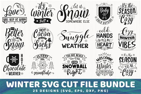 Winter Svg Cut File Bundle 25 Designs Graphic By Creativesvg
