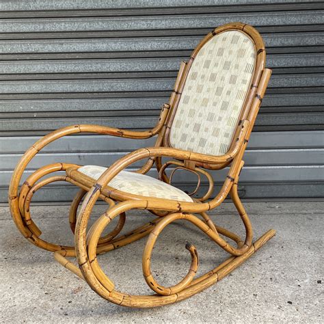 Bamboo Rocking Chair Circa 1960 Paul Bert Serpette