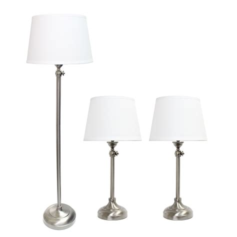 Elegant Designs Brushed Nickel Adjustable 3 Pack Lamp Set 2 Table
