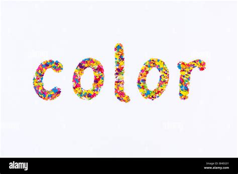 The Word Color American Spelling Spelt Using Multi Colored Powder