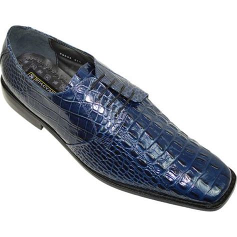 Stacy Adams Merrick Navy Blue Hornback Alligator Print Shoes 7990