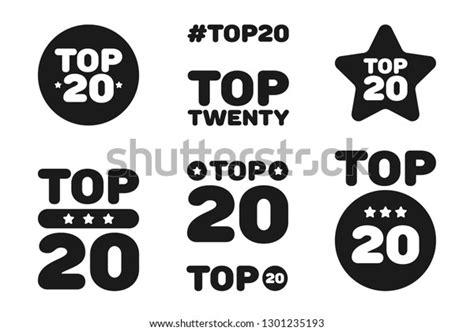 Top Twenty 20 Black White Icon Stock Vector Royalty Free 1301235193