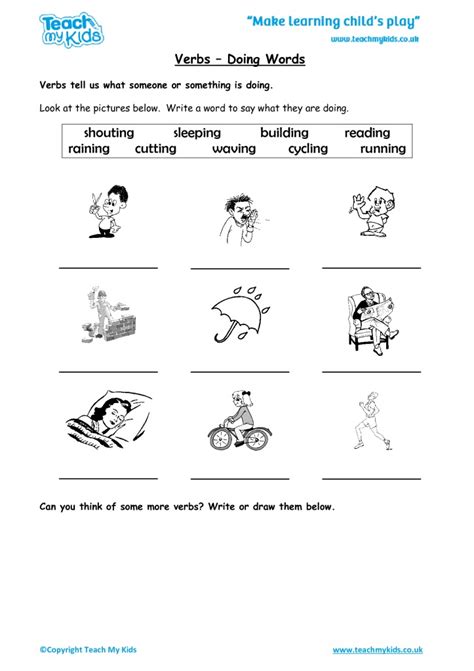 Verbs Doing Words Tmk Education