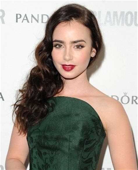 Lily Collins Curly Hairstyle For Long Hair Popular Haircuts