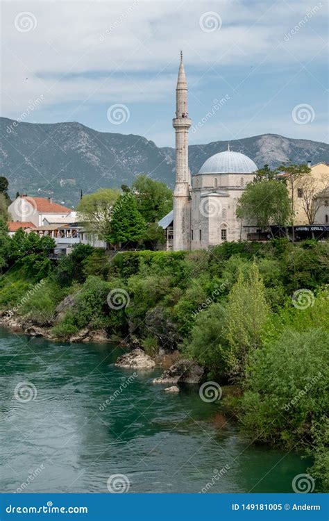 Beautiful View On Mostar City On Neretva River In Bosnia And