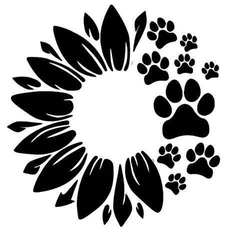 Sunflower Paw Print Decal Digital Download Png File For Etsy
