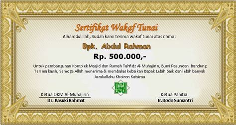 Contoh surat lamaran menjadi satpam. Contoh Sertifikat Wakaf Tunai ~ Masjid Al-Muhajirin Bandung - Bumi Pasundan Sindanglaya Pasirimpun