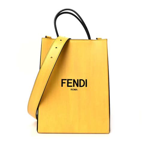 Fendi Vitello Fluffy Logo Small Pack Shopper Tote Yel Gem