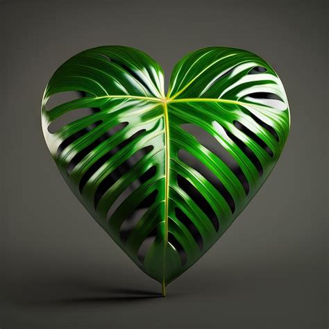 Premium Ai Image Heart Shaped Dark Green Leaves Of Philodendron