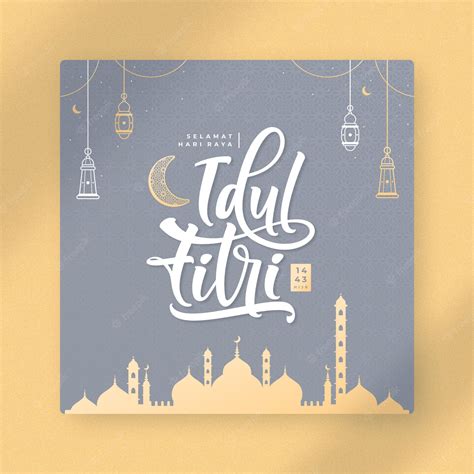 Premium Vector Idul Fitri Means Indonesian Eid Mubarak Card Template