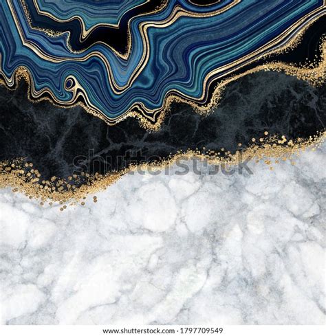 Abstract Background Blue Agate Golden Veins Stock Illustration 1797709549