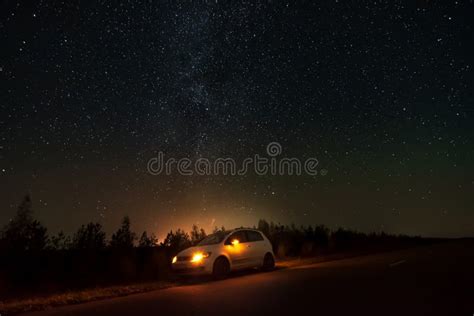 Night Car Trip Night Under Star Sky Night Driving Travel Milky Way