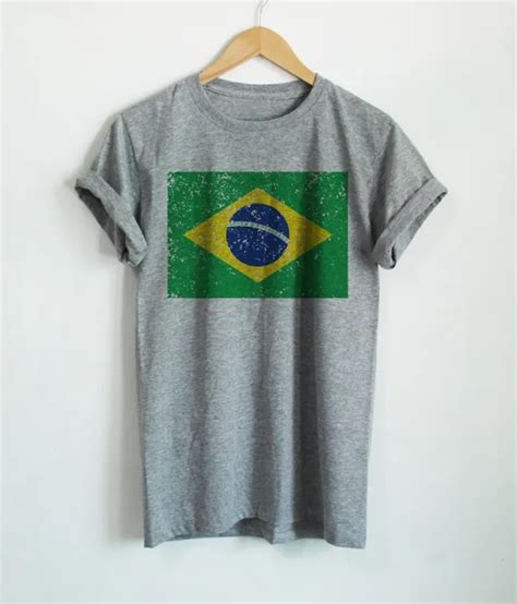 เสื้อยืดลาย ธงชาติบราซิล ประเทศบราซิล Brazil Flag เสื้อสกรีน แขนสั้น คอกลม Th
