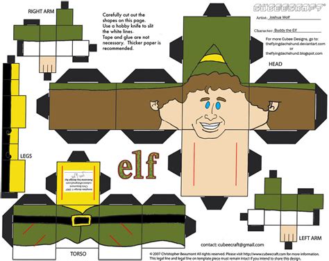 Buddy Elf Paper Toy Free Printable Papercraft Templates
