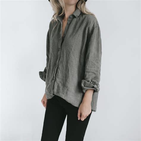 Linen Gray Shirt Grey Linen Oversized Shirt Linen Clothes Clothes