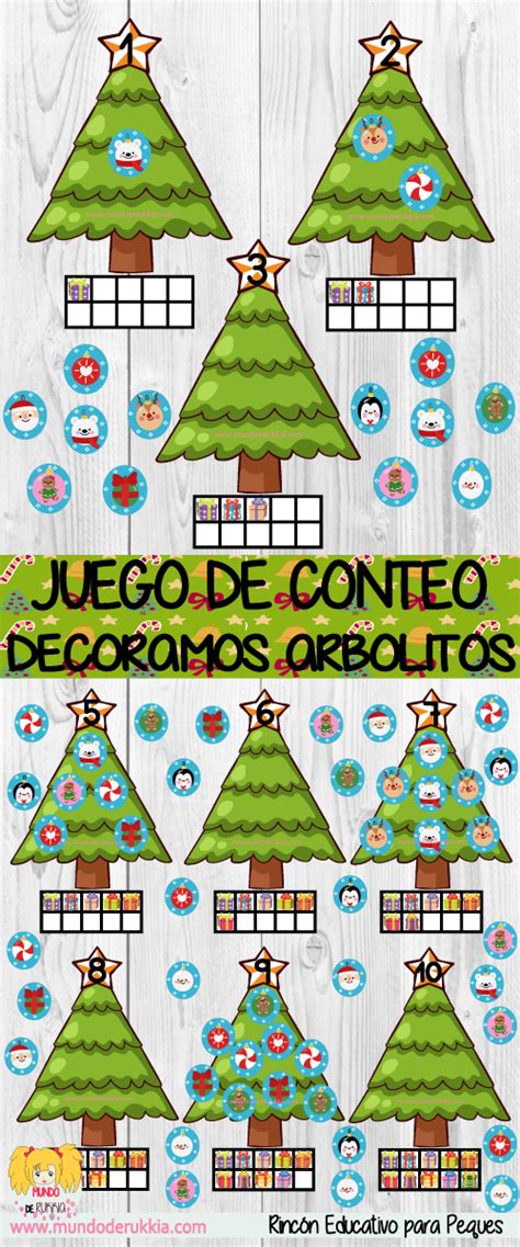 Sesión de pintura de navidad. Juego de Conteo - Decoramos Arboles de Navidad ...