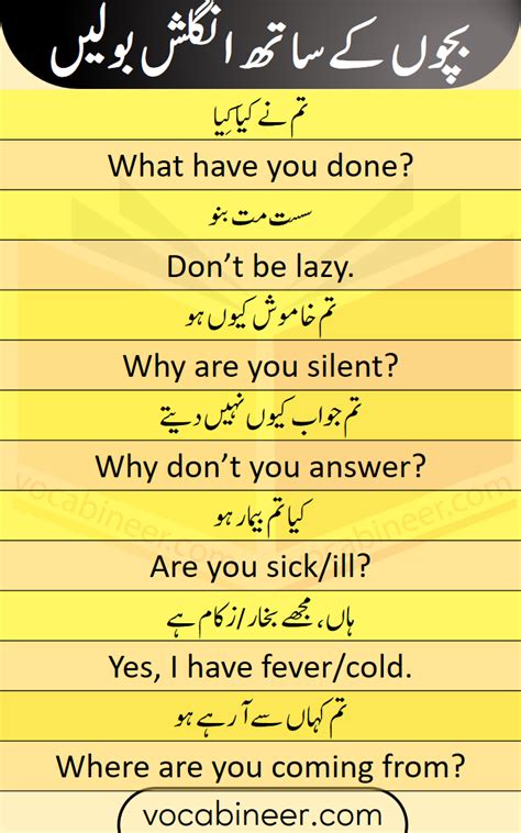 Kids And Parents English Sentences Conversation In Urdu Grammareer