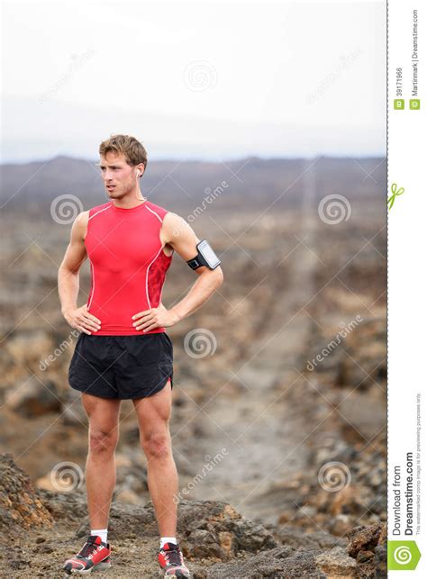 Runner Man - Portrait Of Running Athlete Resting Stock Photo - Image