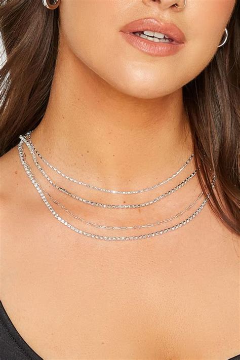 Silver Diamante Multi Layer Necklace Yours Clothing