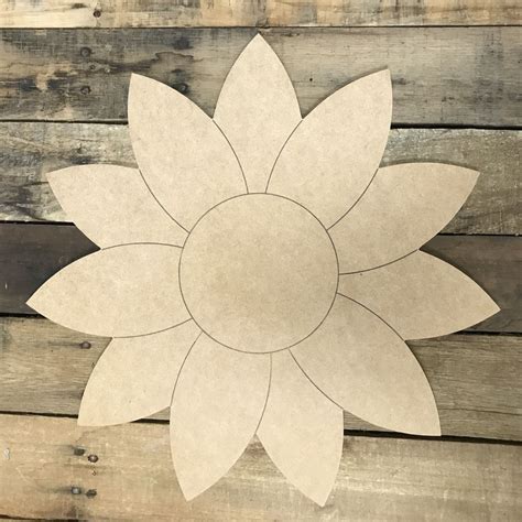Sunflower Unfinished Wooden Cutout Craft Paint By Line Sunflower