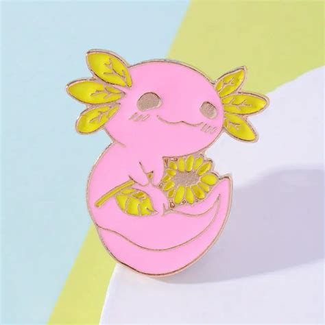 Axolotl Cartoon Brooch Cute Animal Enamel Pin Denim Lapel Bag Pin