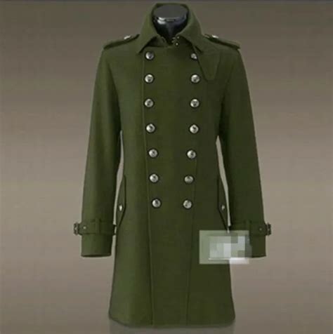 Mens British Wool Outerwear Double Breasted Trench Long Coat Overcoat