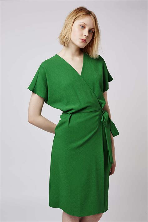 Topshop Wrap Dress In Green Lyst