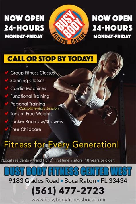 Hours Of Operation At Busy Body Fitness West Open 247 Weekdays