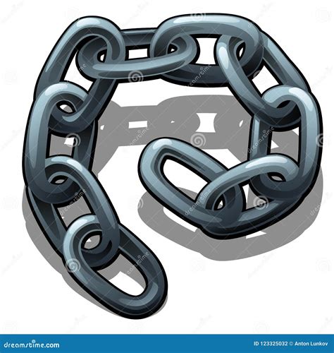 A Fragment Of Steel Chain Isolated On A White Background Vector