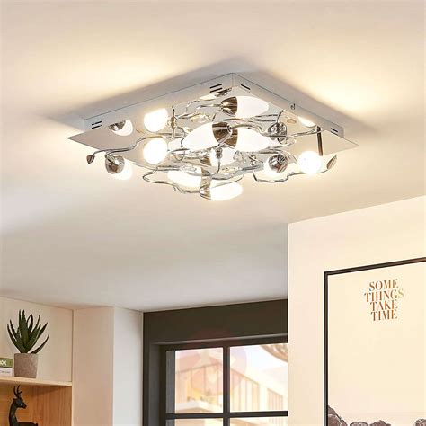 Dtaw100550/led 5 light led ceiling light chrome. Dimmable LED ceiling light Mischa, 8-bulb square | Lights ...