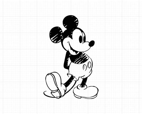 Digital Png Mickey And Minnie Inspired Vintage Sketch Drawing Cut File Svg Silhouette Cricut