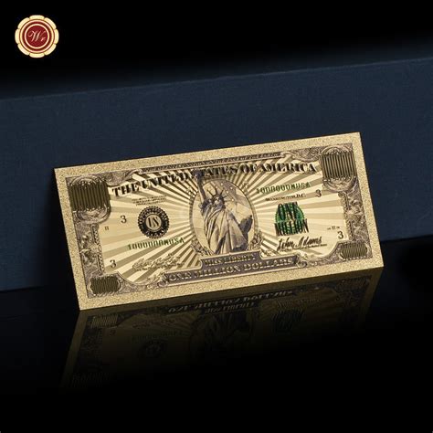 Colored 1 Million Dollar Bill 999 Fine Gold Us Banknote In Sleeve Collectible Collections Lots