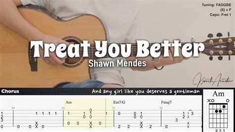 Treat You Better Shawn Mendes Fingerstyle Guitar Tab Chords