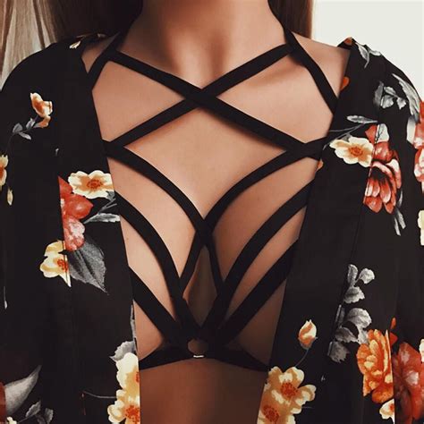 Buy Sexy Women Hollow Out Elastic Cage Bra Bandage Strappy Halter Bra