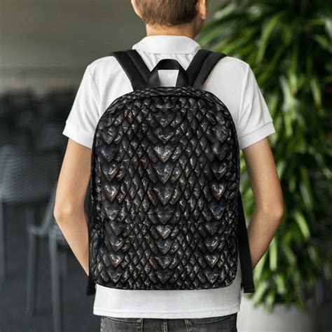 Onyx Dragon Scale Water Resistant Backpack Black Dragonscale Etsy