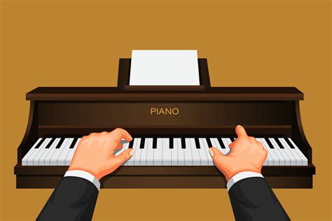 Hand Playing Piano Pianist Musician Pratice Symbol Concept In Cartoon