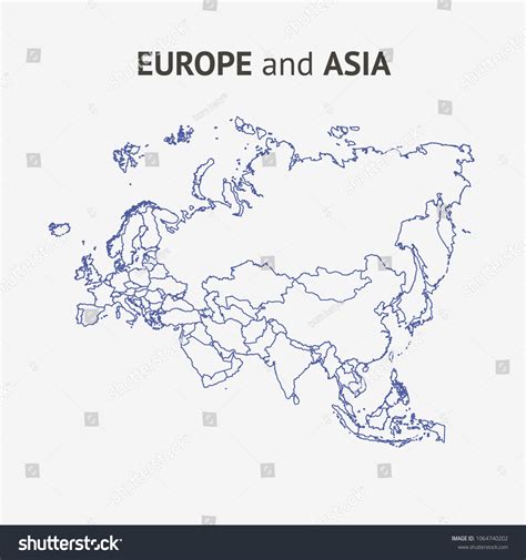 Vector World Map Europe Asia Stock Vector Royalty Free 1064740202