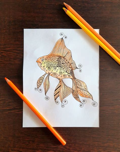 Goldfish Watercolor Doodle Doodle For Beginner Doodle For Beginners