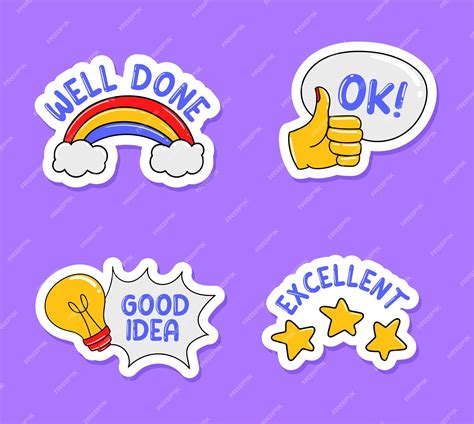 Premium Vector Colorful Hand Drawn Good Job Stickers Collection
