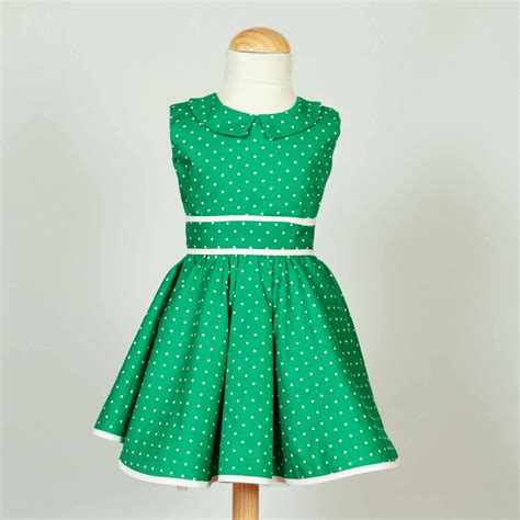 Green And White Polka Dots Dress For Girls By Uneetoileestnee