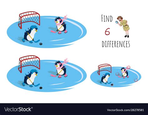 Find 6 Differences Educational Game For Children Vector Image