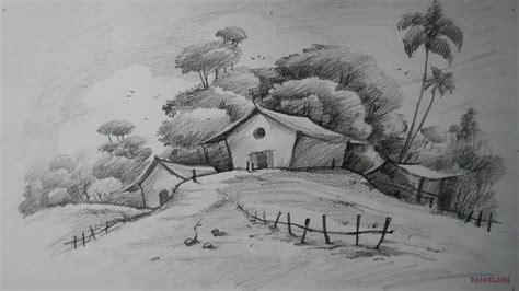 How To Draw Easy And Simple Landscape For Beginners With Pencil Youtube